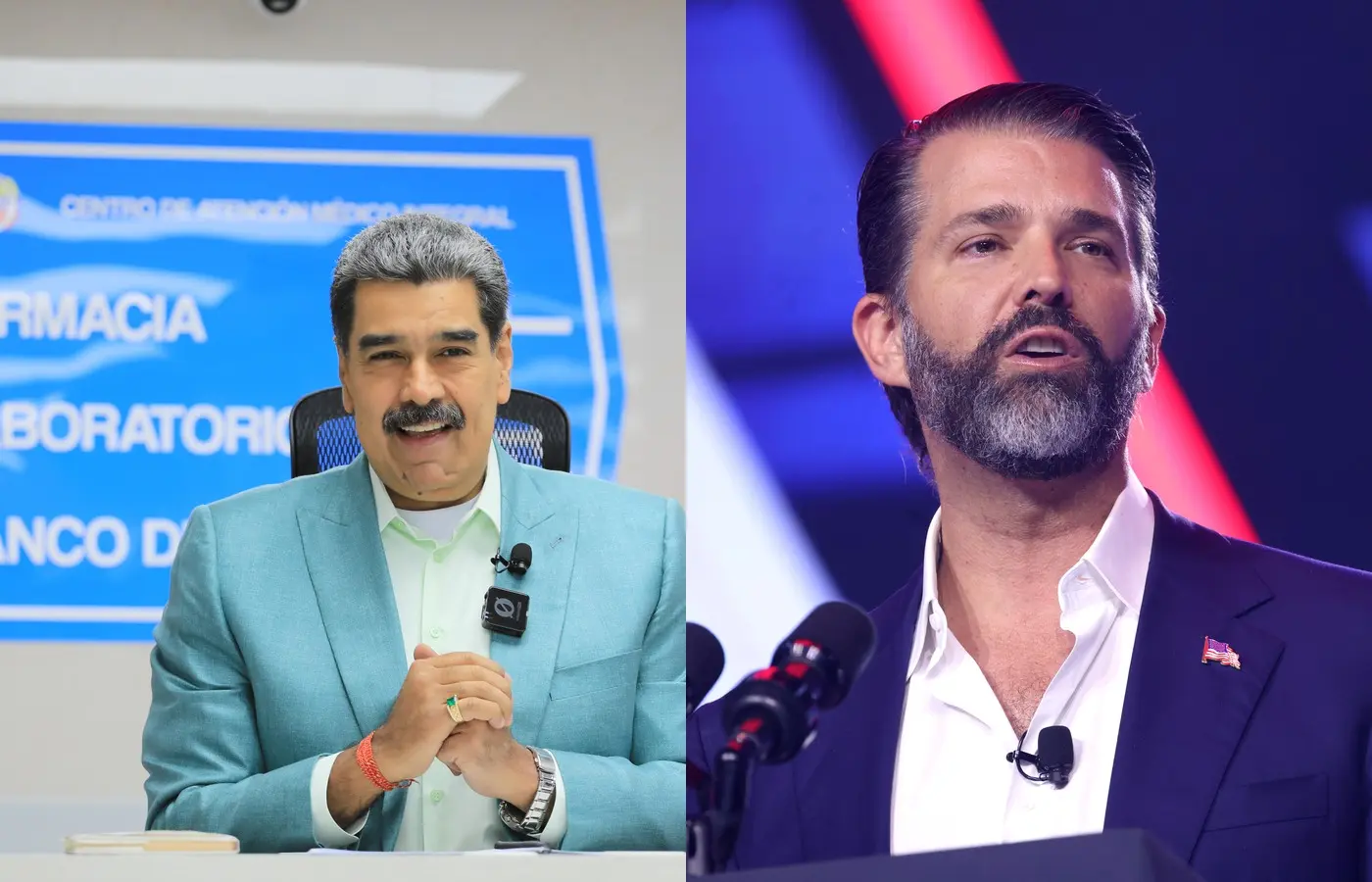 Filho de Trump critica imprensa dos EUA: Nicolás Maduro e Donald Trump Jr. lado a lado