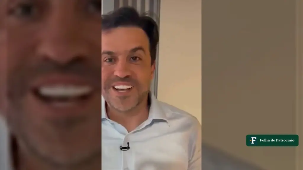 Marçal treinou Flávio para o debate, diz o empresário em vídeo, de camisa azul-clara e microfone de lapela