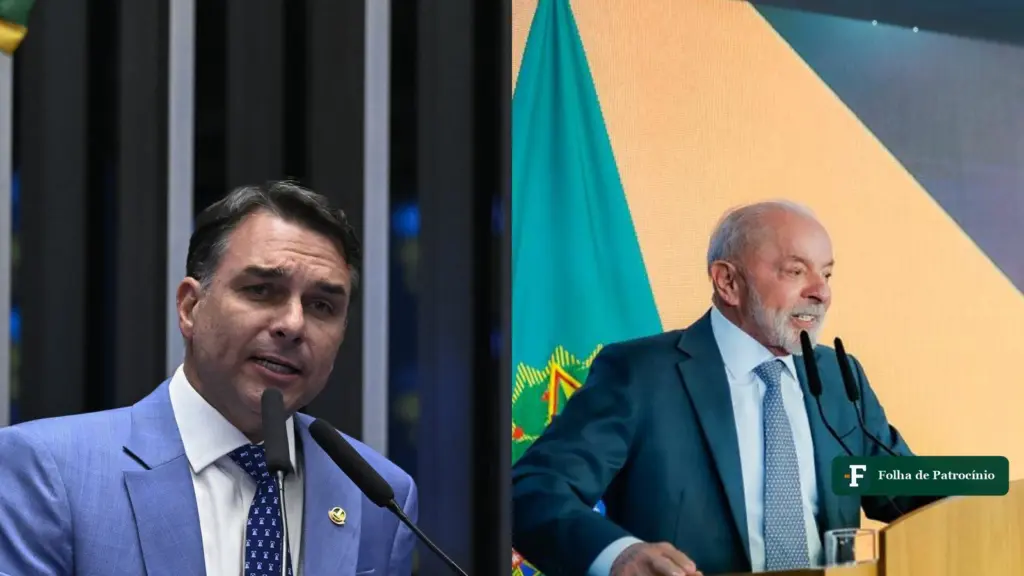 Flávio Bolsonaro e Lula lado a lado, candidatos ao 2º turno na mediana das pesquisas