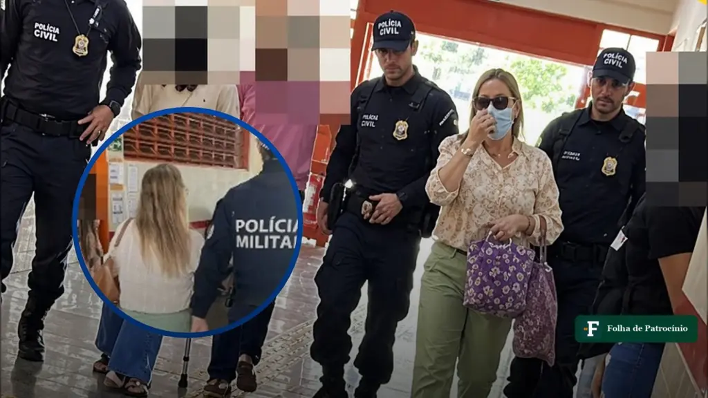 Mesária presa no DF: montagem com policiais militares e civis conduzindo mulheres numa escola do Gama