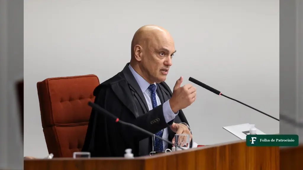 O ministro Alexandre de Moraes fala na sessão da Primeira Turma do STF em que criticou prisões por porte de maconha