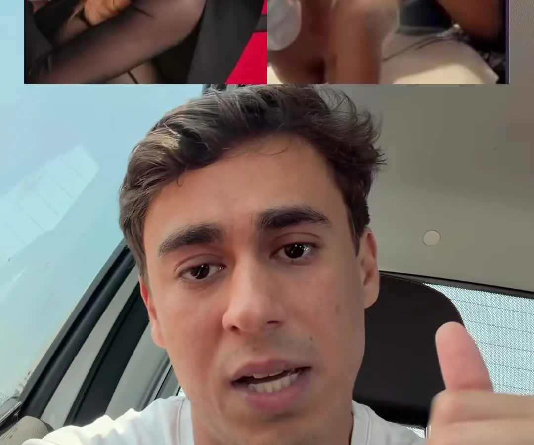Nikolas Ferreira gravando o vídeo dentro de um carro, em quadro da publicação de terça-feira (13)