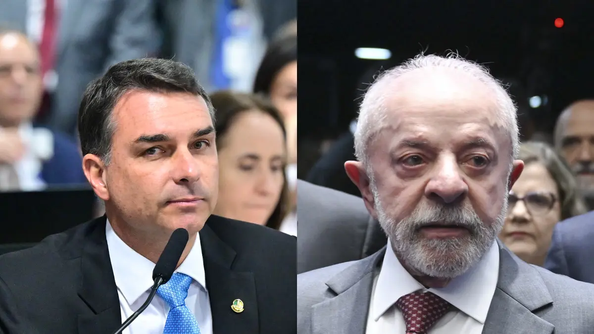 Flávio Bolsonaro na CCJ do Senado e Lula no plenário do Senado, os candidatos medidos pela pesquisa CNT/MDA