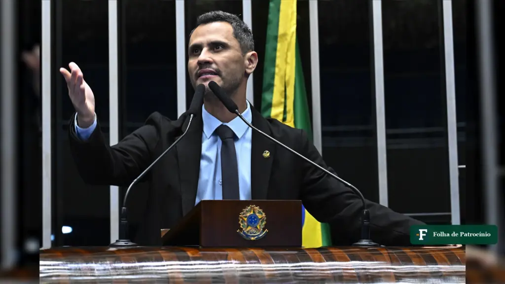 Cleitinho discursa na tribuna do Senado, imagem da matéria sobre a presidência da ALMG