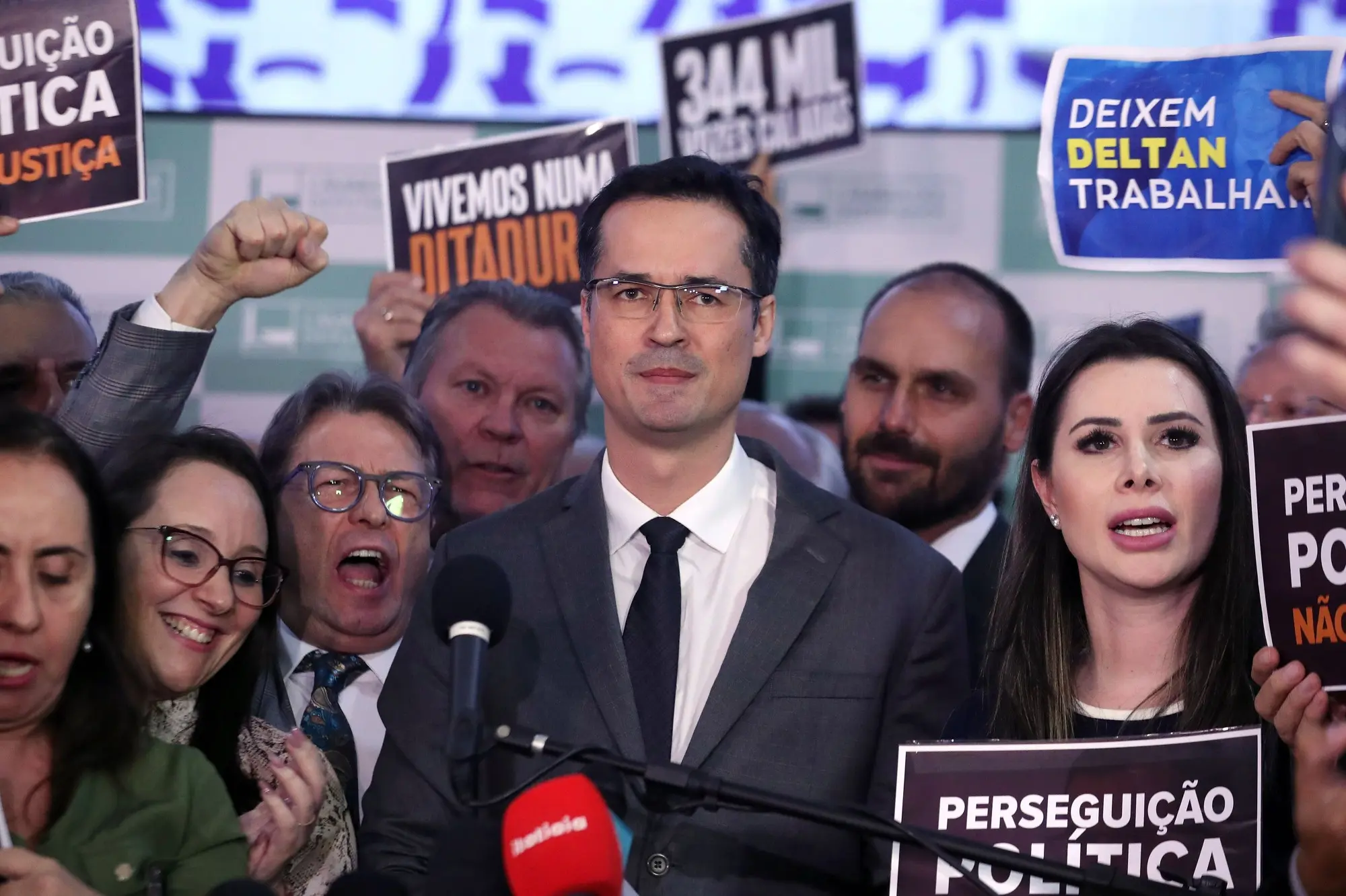 Recado do PT a Deltan: Dallagnol em coletiva na Câmara dos Deputados, em maio de 2023