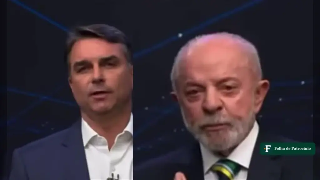 Roberta Luchsinger no debate: Flávio Bolsonaro e Lula lado a lado no estúdio da Band