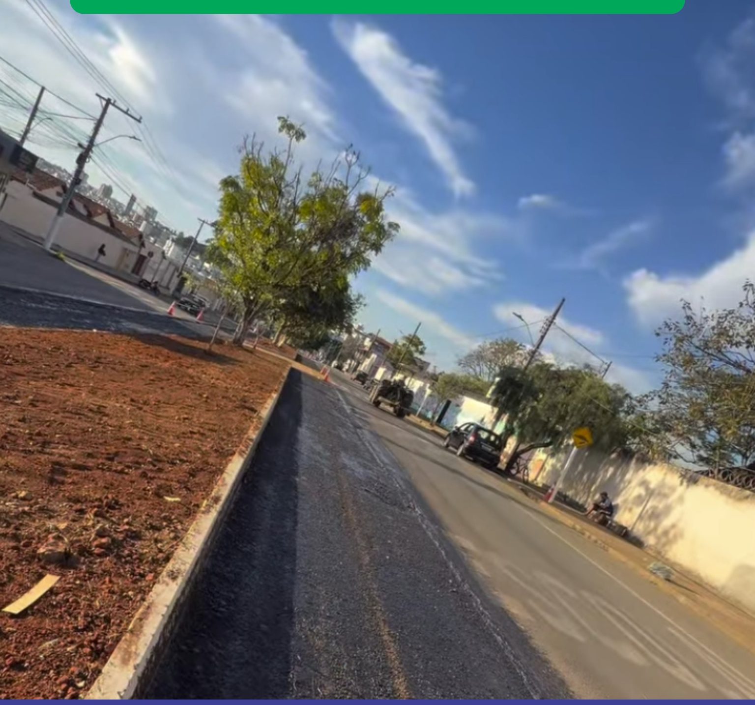 Rua e calçada em Patrocínio, perto de onde a caminhonete furtada foi recuperada