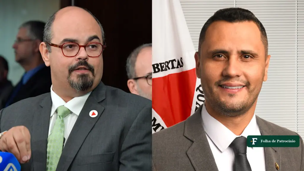 Mateus Simões e Cleitinho Azevedo, lado a lado, no debate sobre os salários dos servidores de Minas e o caixa do estado