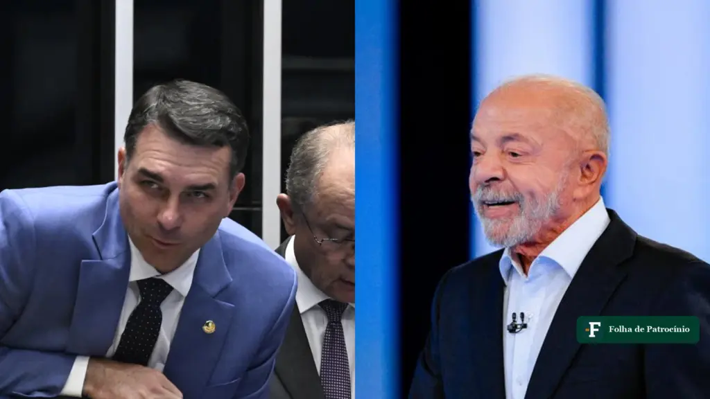 Flávio Bolsonaro e Lula lado a lado, candidatos no segundo turno hoje