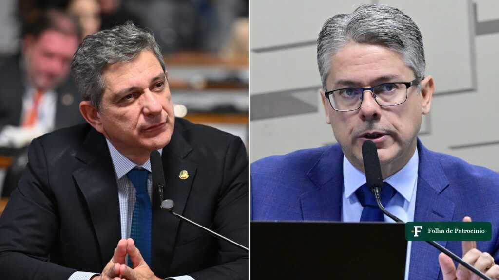 Os senadores eleitos em Sergipe lado a lado: Rogério Carvalho de terno escuro à bancada de uma comissão e Alessandro Vieira de terno azul falando ao microfone na CPI do Crime Organizado