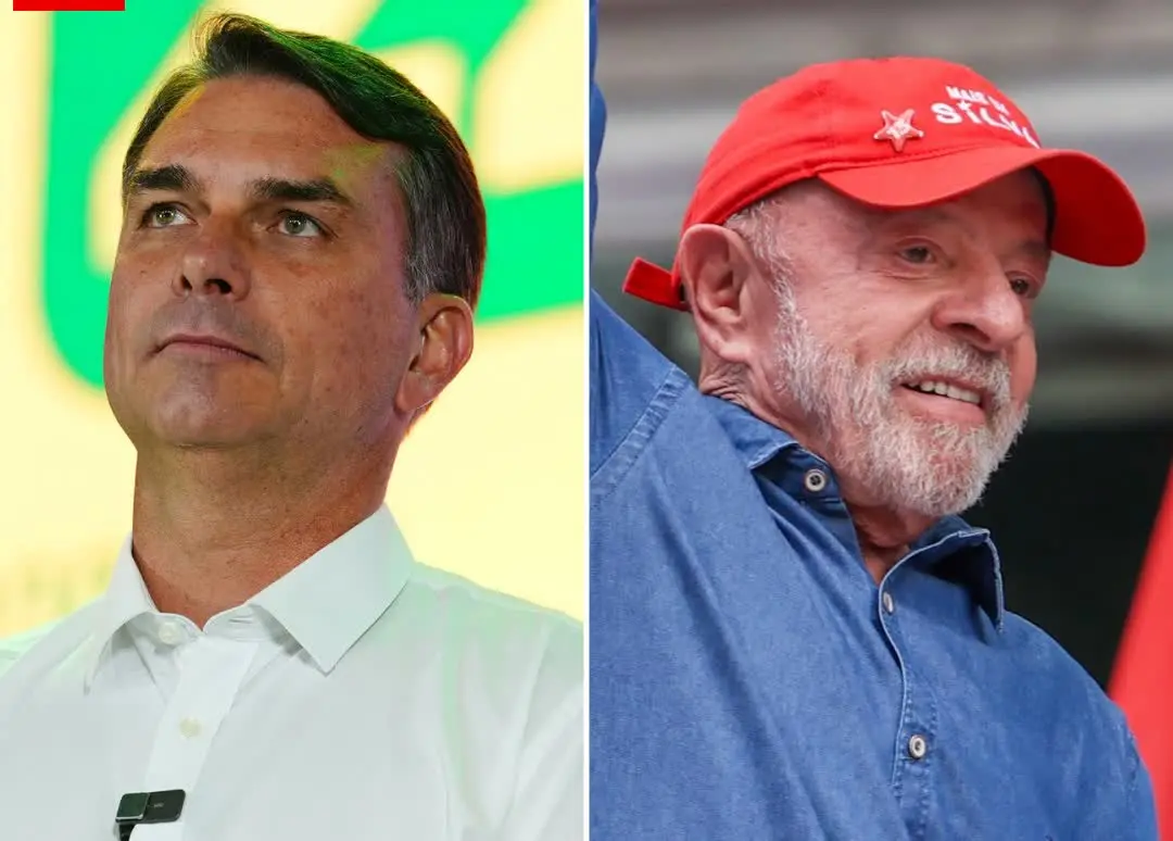 Última pesquisa AtlasIntel saiu na véspera do 2º turno: Flávio Bolsonaro e Lula em fotos lado a lado
