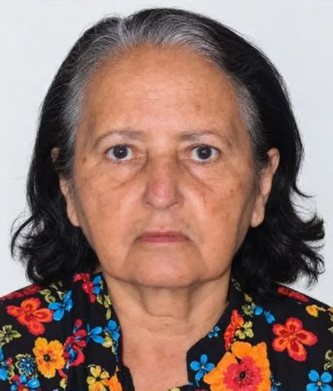 Vicência Roma Rodrigues, aos 80 anos, em foto divulgada pela funerária com a nota de falecimento
