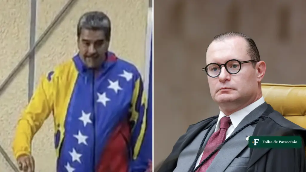 Votação na Venezuela e no Brasil: Nicolás Maduro em seção eleitoral em 2024 e o ministro Cristiano Zanin no plenário do STF