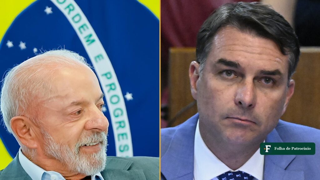Lula e Flávio Bolsonaro lado a lado, candidatos na votação no exterior