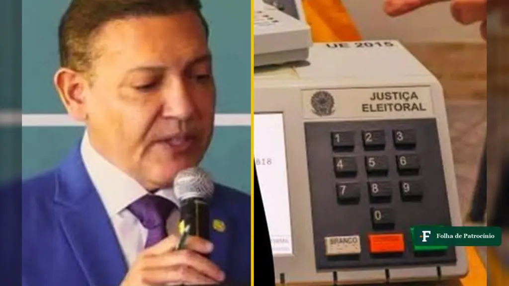 Votos após as 17h: o presidente do TSE, Kassio Nunes Marques, ao microfone, e uma urna eletrônica